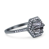 Vintage Style Round Natural Stone Hexagonal Ring