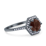 Vintage Style Round Natural Stone Hexagonal Ring