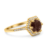 Vintage Style Round Natural Stone Hexagonal Ring