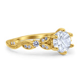 Round Natural Stone Leaf Vintage Style Ring