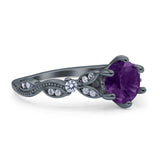 Round Natural Stone Leaf Vintage Style Ring