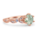 Round Natural Stone Leaf Vintage Style Ring