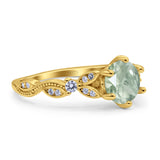 Round Natural Stone Leaf Vintage Style Ring