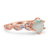 Round Natural Stone Leaf Vintage Style Ring