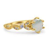 Round Natural Stone Leaf Vintage Style Ring