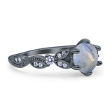 Round Natural Stone Leaf Vintage Style Ring