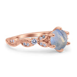 Round Natural Stone Leaf Vintage Style Ring