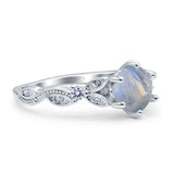 Round Natural Stone Leaf Vintage Style Ring