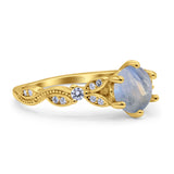 Round Natural Stone Leaf Vintage Style Ring