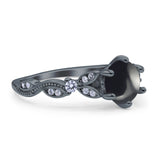 Round Natural Stone Leaf Vintage Style Ring