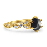 Round Natural Stone Leaf Vintage Style Ring