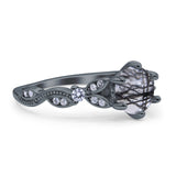 Round Natural Stone Leaf Vintage Style Ring