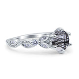 Round Natural Stone Leaf Vintage Style Ring