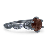 Round Natural Stone Leaf Vintage Style Ring