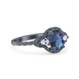 Floral Oval Natural Stone Wedding Ring