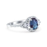 Floral Oval Natural Stone Wedding Ring