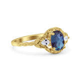 Floral Oval Natural Stone Wedding Ring