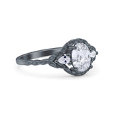 Floral Oval Natural Stone Wedding Ring