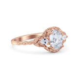 Floral Oval Natural Stone Wedding Ring