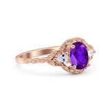Floral Oval Natural Stone Wedding Ring