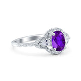 Floral Oval Natural Stone Wedding Ring