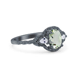 Floral Oval Natural Stone Wedding Ring