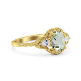 Floral Oval Natural Stone Wedding Ring