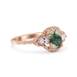 Floral Oval Natural Stone Wedding Ring