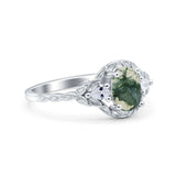 Floral Oval Natural Stone Wedding Ring