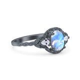 Floral Oval Natural Stone Wedding Ring