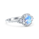 Floral Oval Natural Stone Wedding Ring