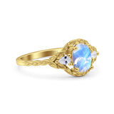 Floral Oval Natural Stone Wedding Ring