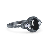 Floral Oval Natural Stone Wedding Ring