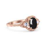 Floral Oval Natural Stone Wedding Ring