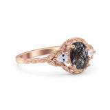 Floral Oval Natural Stone Wedding Ring