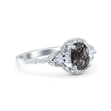 Floral Oval Natural Stone Wedding Ring