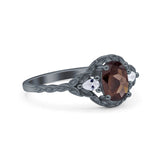 Floral Oval Natural Stone Wedding Ring
