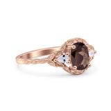 Floral Oval Natural Stone Wedding Ring