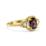 Floral Oval Natural Stone Wedding Ring