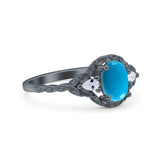 Floral Oval Natural Stone Wedding Ring