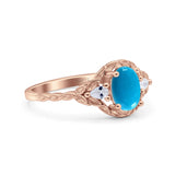 Floral Oval Natural Stone Wedding Ring