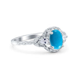 Floral Oval Natural Stone Wedding Ring