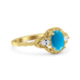 Floral Oval Natural Stone Wedding Ring