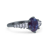 Oval Natural Stone Tapered Baguette Ring