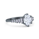 Oval Natural Stone Tapered Baguette Ring