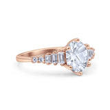 Oval Natural Stone Tapered Baguette Ring