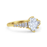 Oval Natural Stone Tapered Baguette Ring