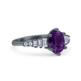 Oval Natural Stone Tapered Baguette Ring