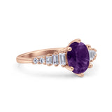 Oval Natural Stone Tapered Baguette Ring