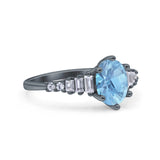 Oval Natural Stone Tapered Baguette Ring